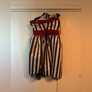 American Horror Story Striped Black and White Dress with Red Accents